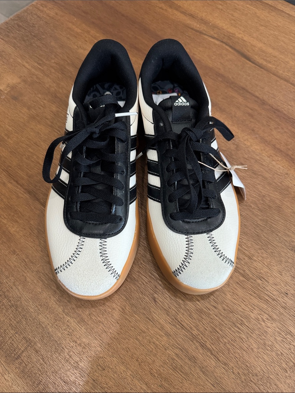 adidas Men's Black & White Sneakers with Gum Sole